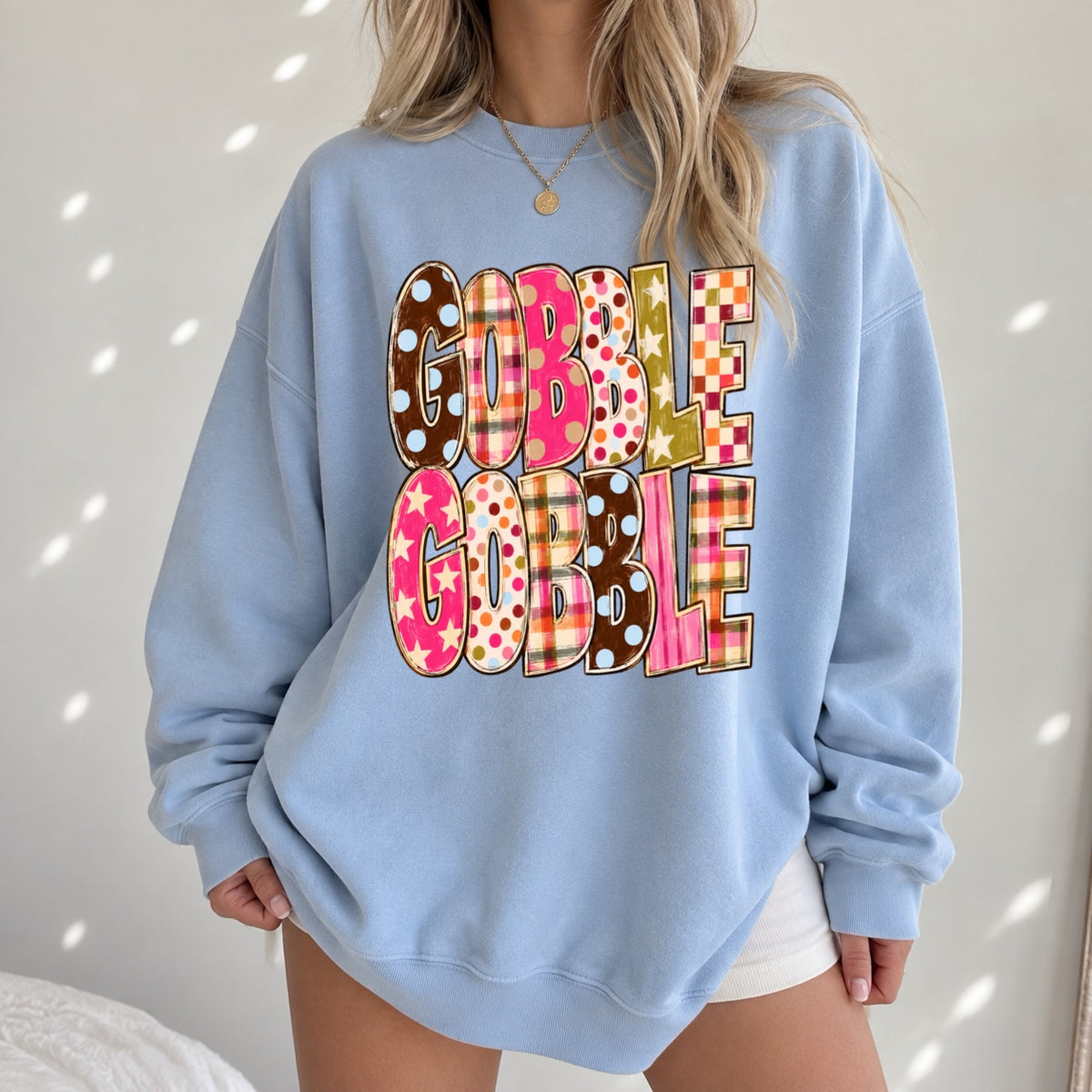 Colorful gobble gobble sweatshirt
