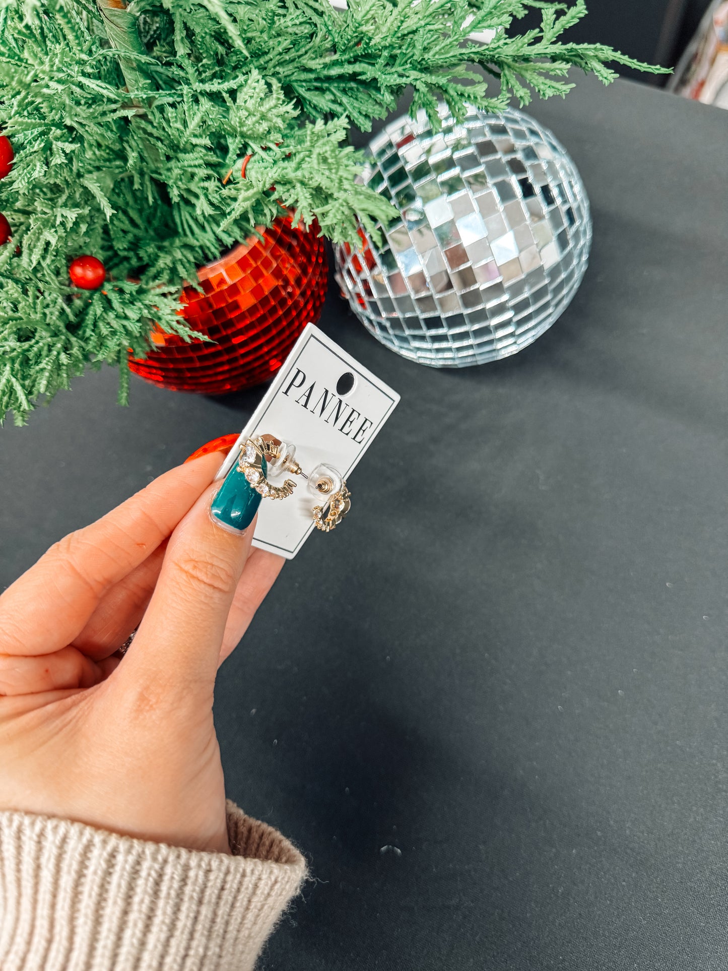 Crystal mini hoops (gold)