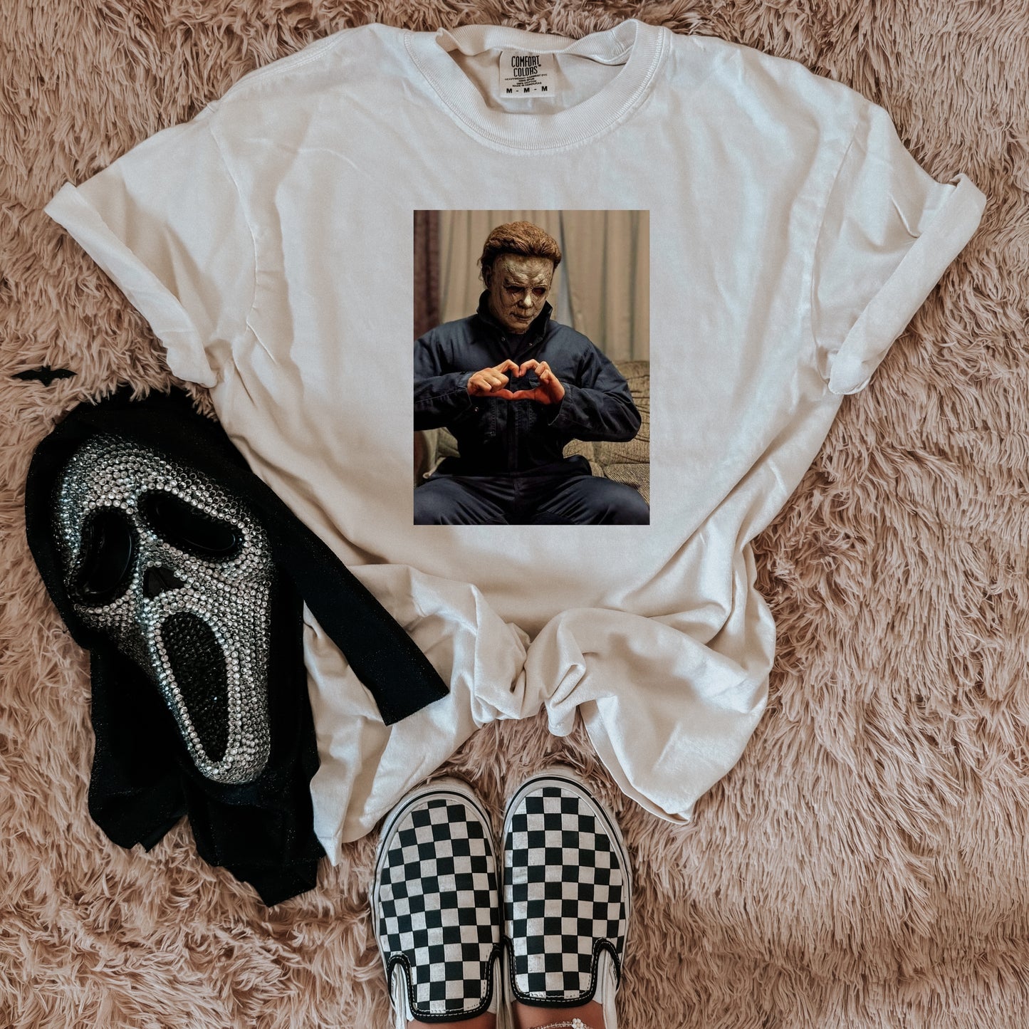 Michael Myers making a heart tee