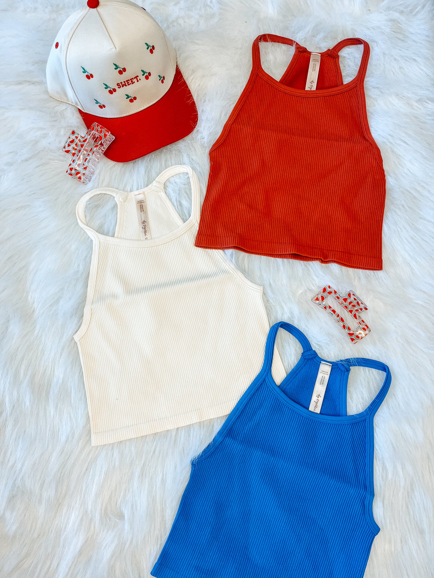 High neck ribbed tank