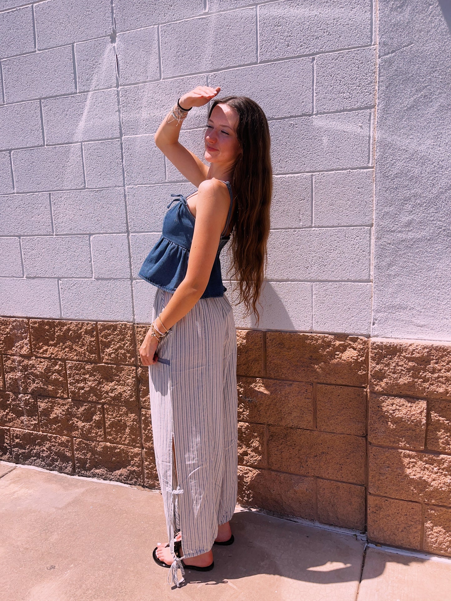 Striped tie pants