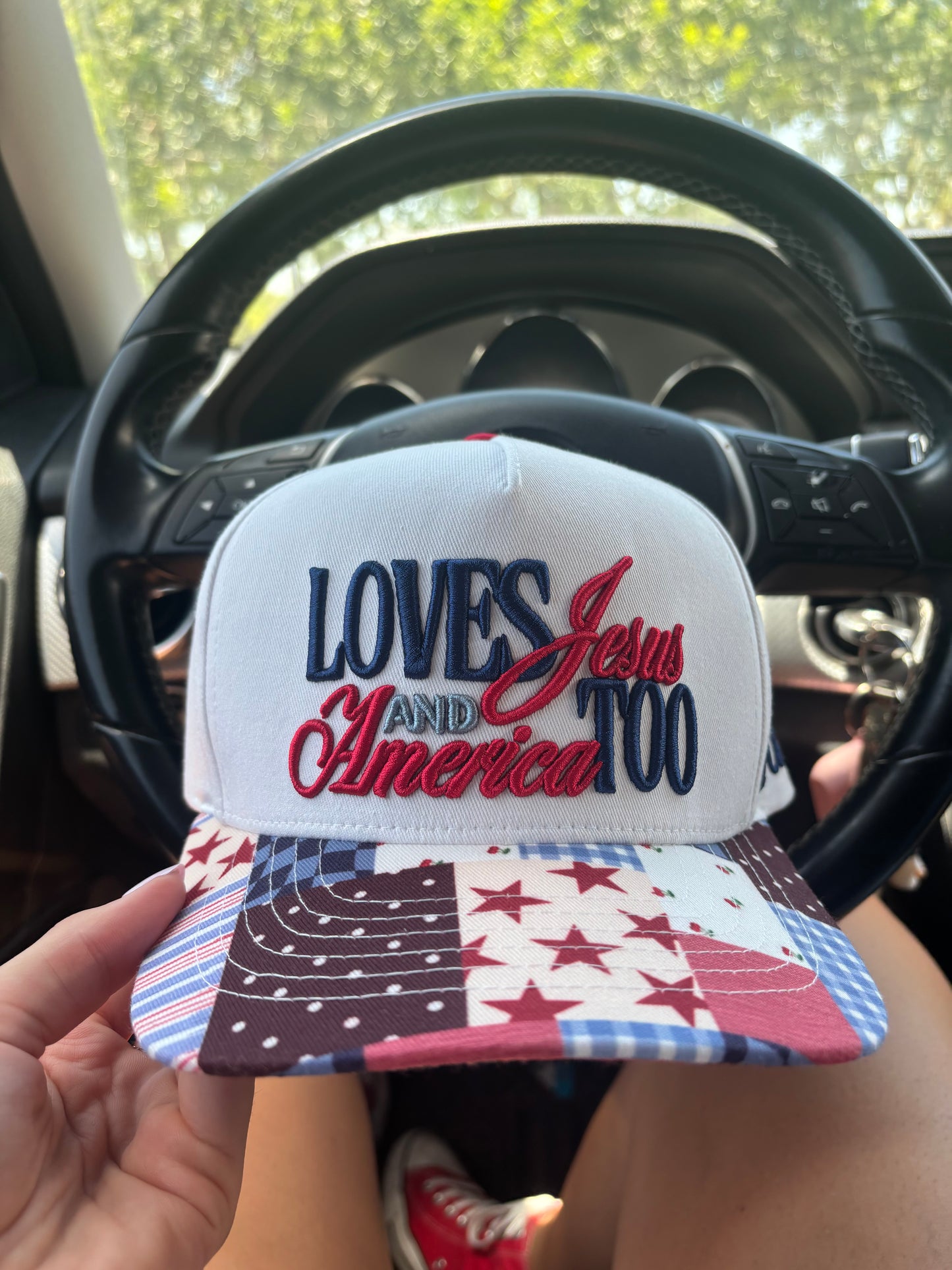 WHOLESALE PREORDER (ships to me 6/15) loves Jesus & America too hat