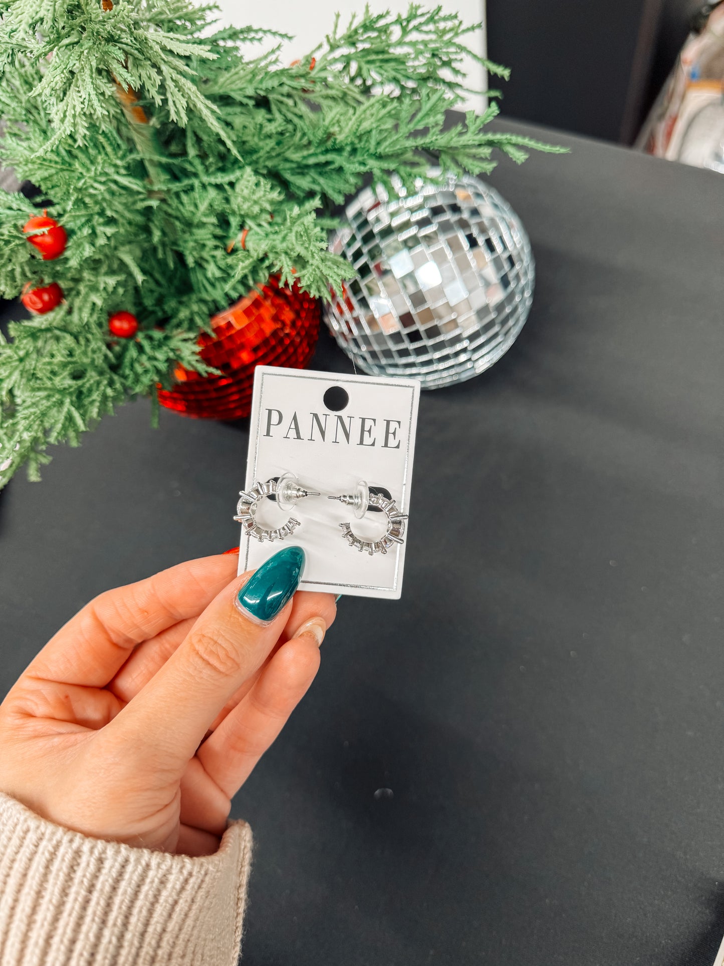 Crystal mini hoops (silver)