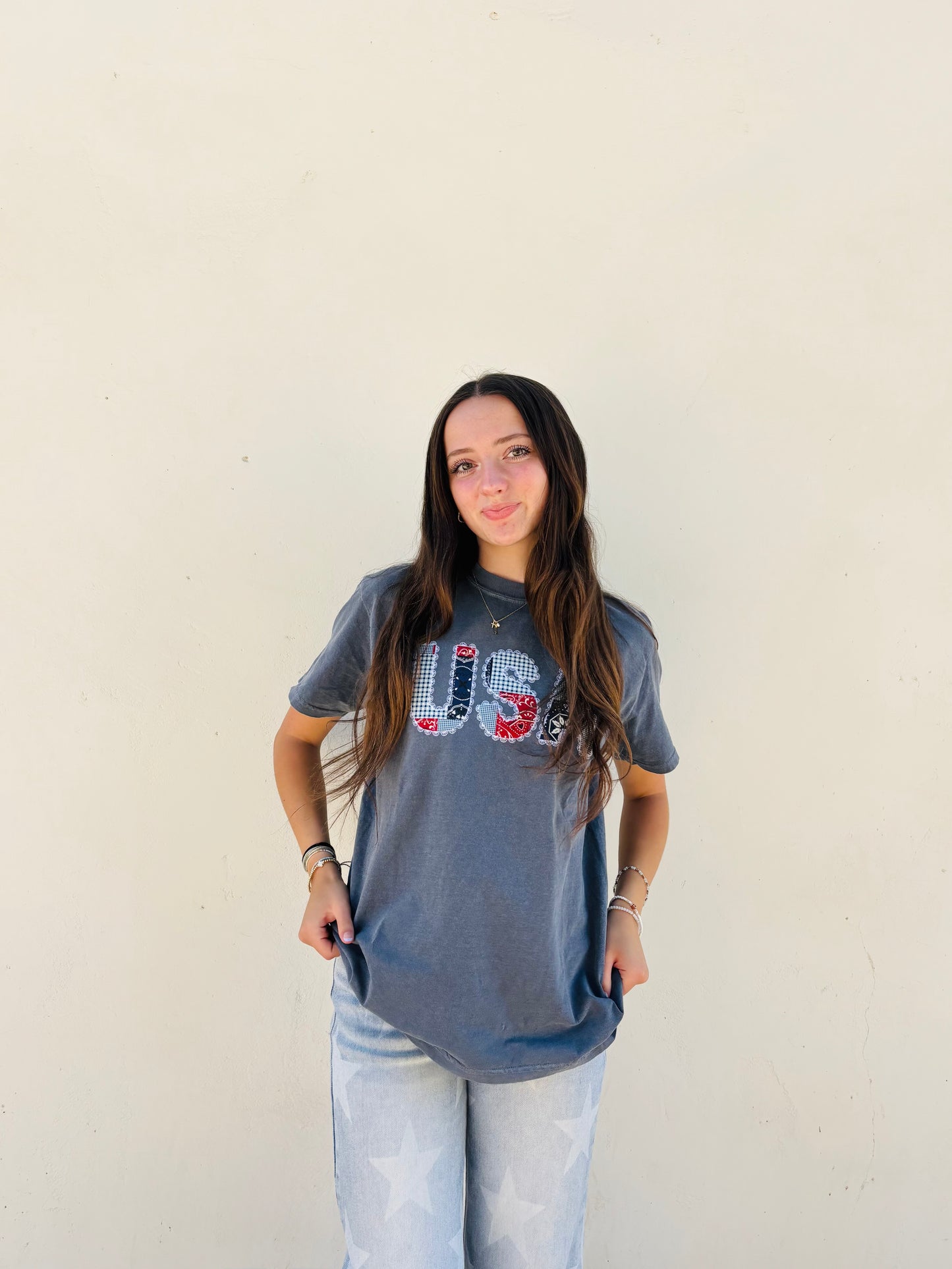 WHOLESALE Embroidered USA tee RESTOCK