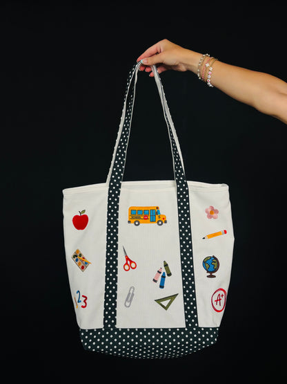 Fully embroidered teacher boat n tote