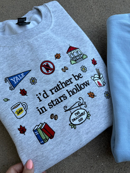WHOLESALE I’d rather be in stars hollow embroidered sweatshirts