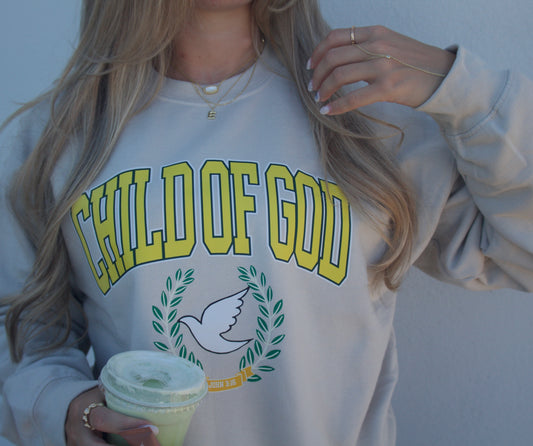 Child of god varsity sweatshirt