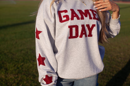 Glam girl glitter game day sweatshirt in red