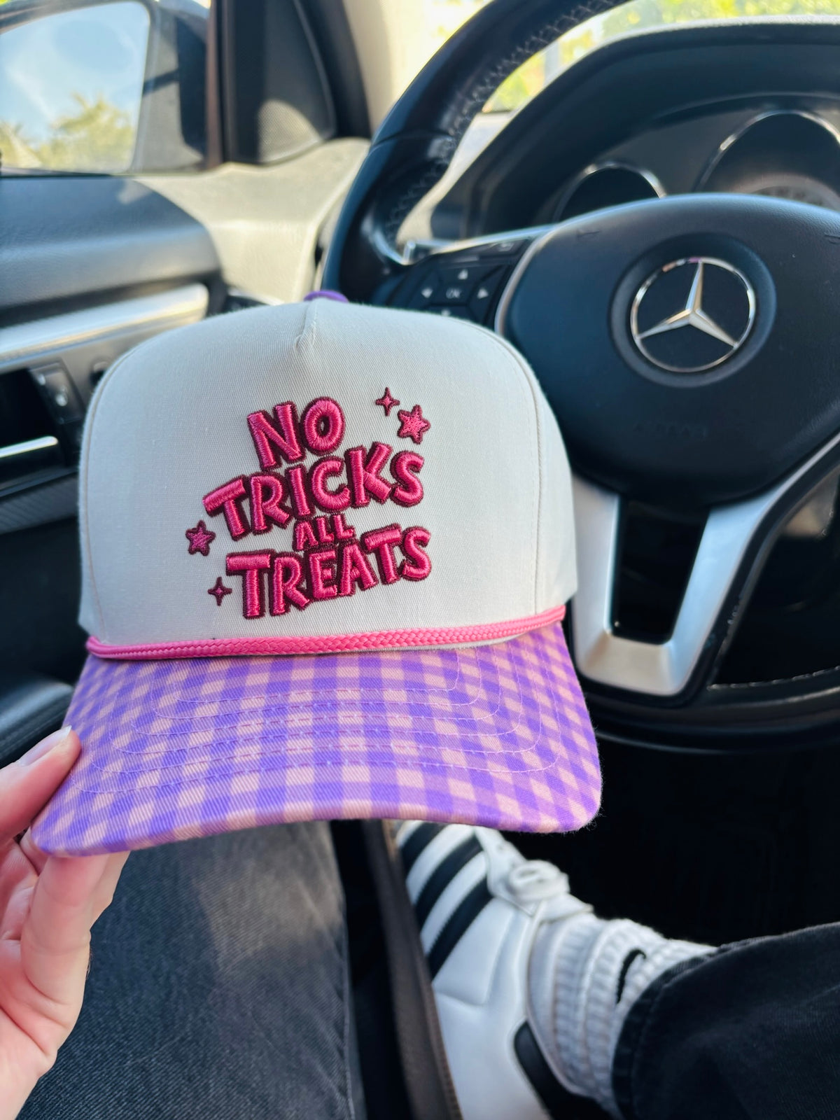 WHOLESALE all treats no tricks trucker hat