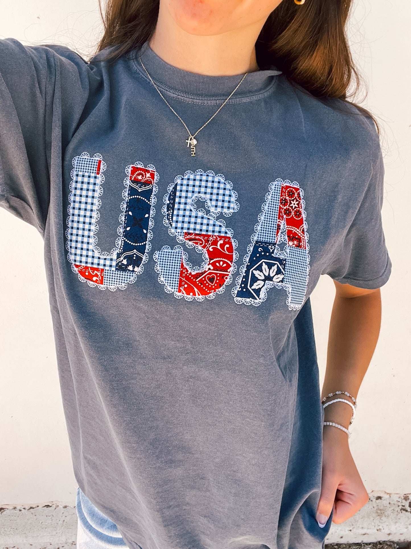 WHOLESALE Embroidered USA tee RESTOCK