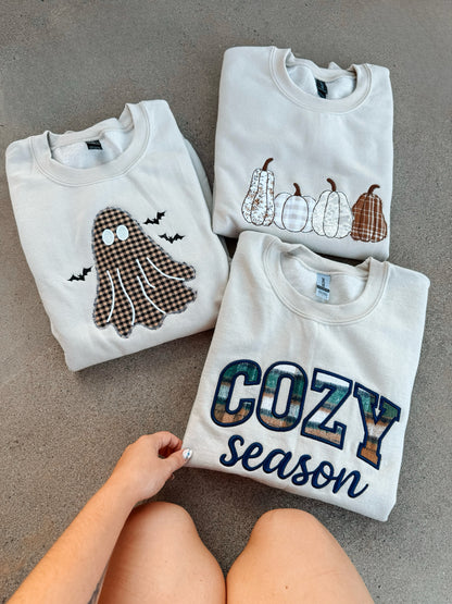 WHOLESALE Cozy season trio appliqué sweatshirts