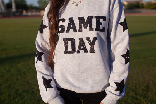 Glam girl glitter game day sweatshirt in black