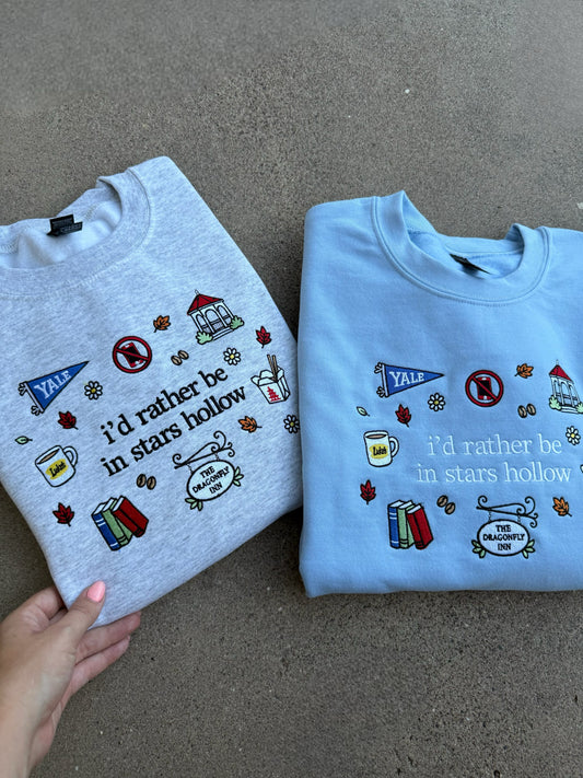 WHOLESALE I’d rather be in stars hollow embroidered sweatshirts