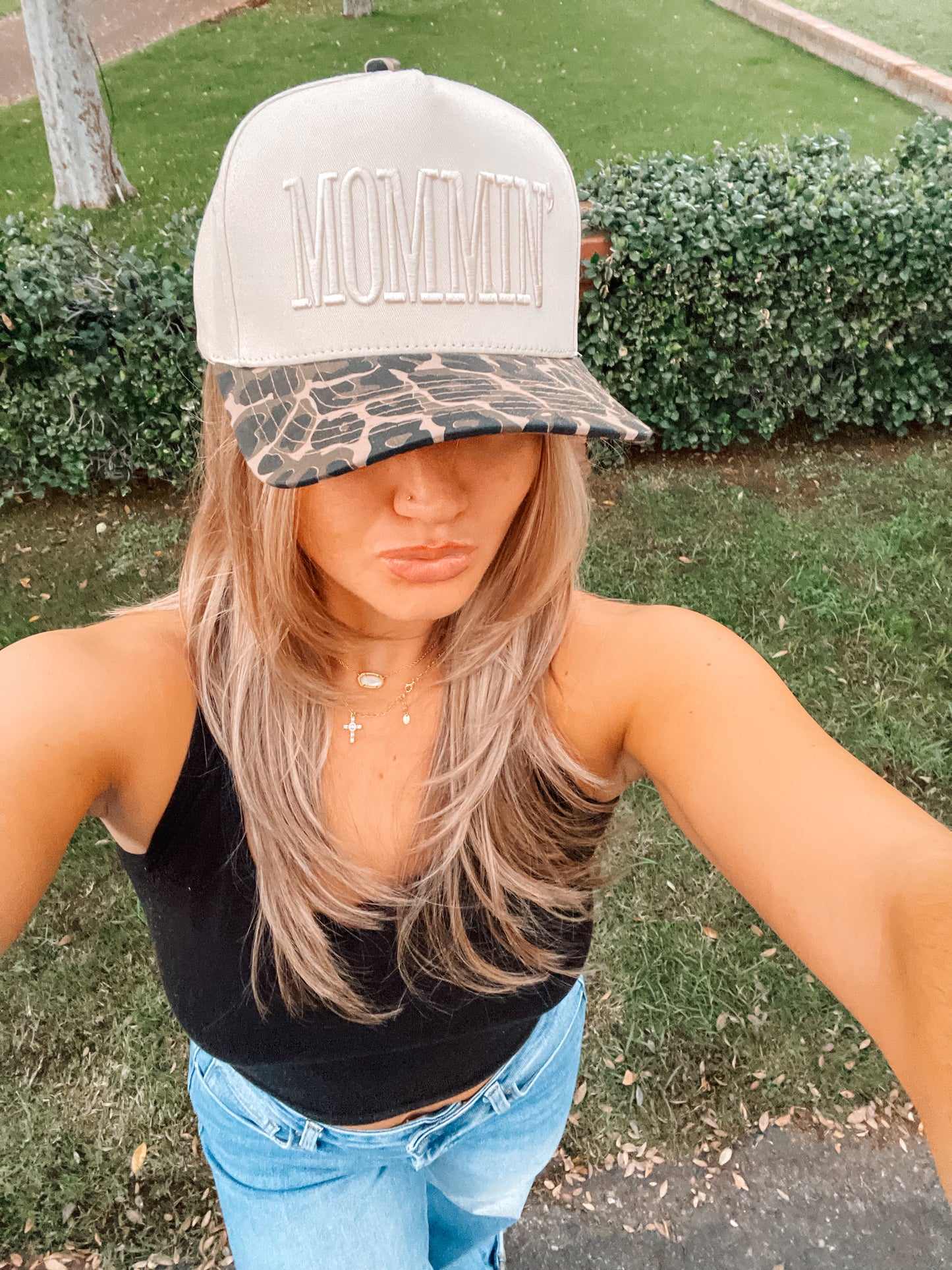 Leopard Mommin trucker hat