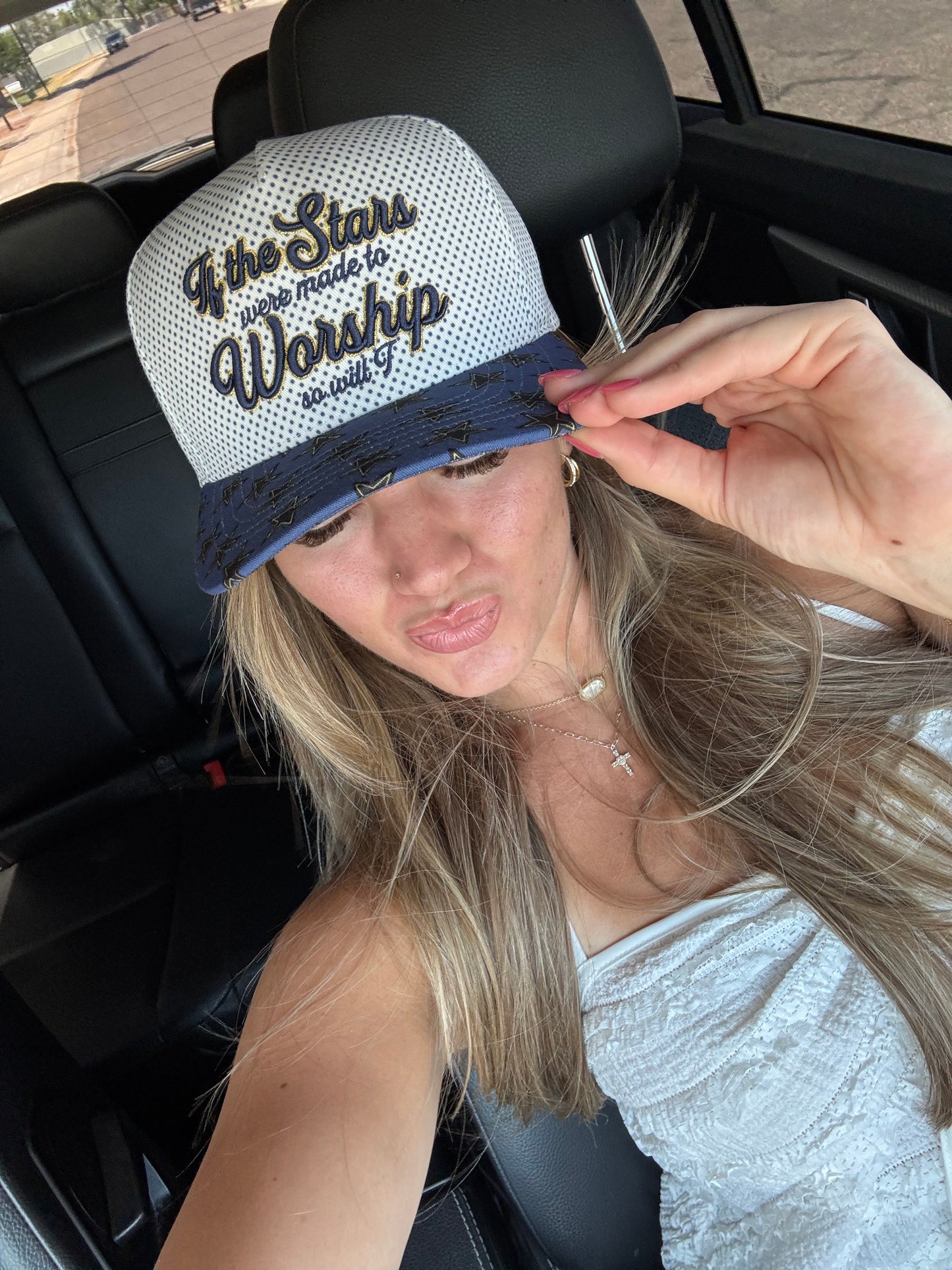 WHOLESALE PREORDER (ships 8/15) If the stars are made to worship so will I hat blue/gold combo