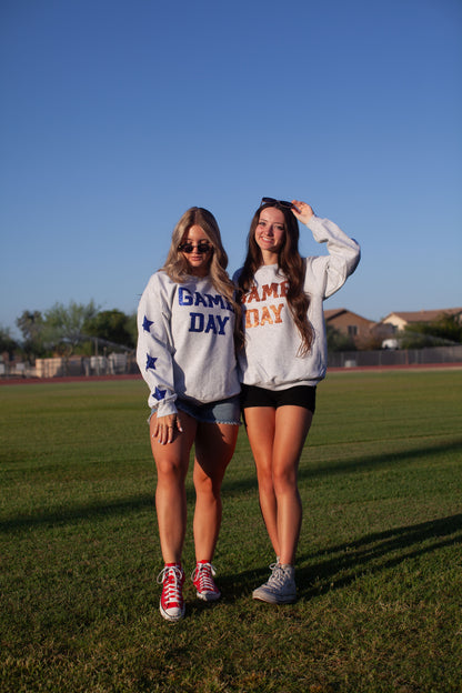 Glam girl glitter game day sweatshirt in orange