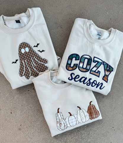 WHOLESALE Cozy season trio appliqué sweatshirts