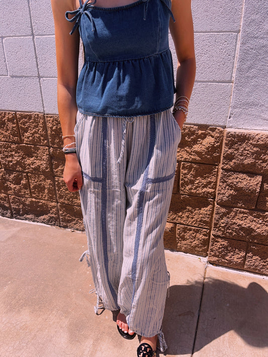 Striped tie pants