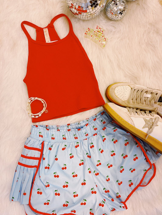 Cherry athletic shorts