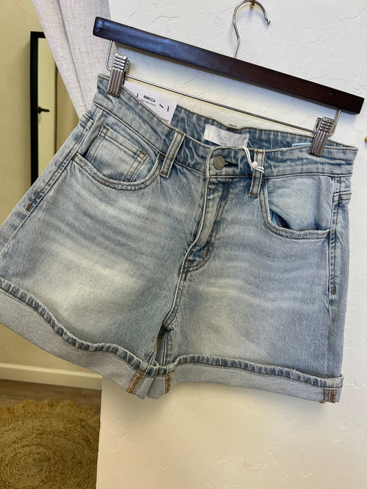 Light wash cuffed shorts