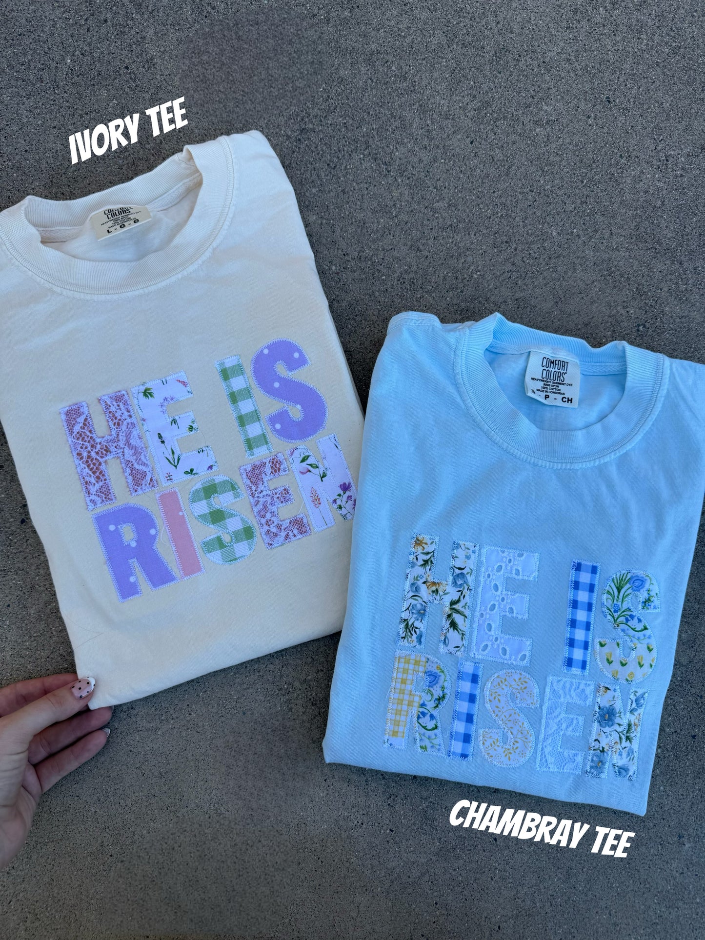 WHOLESALE He is risen embroidered tee