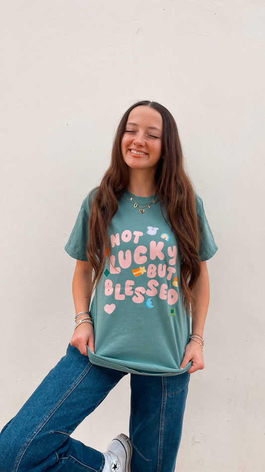 WHOLESALE Not Lucky but Blessed tee
