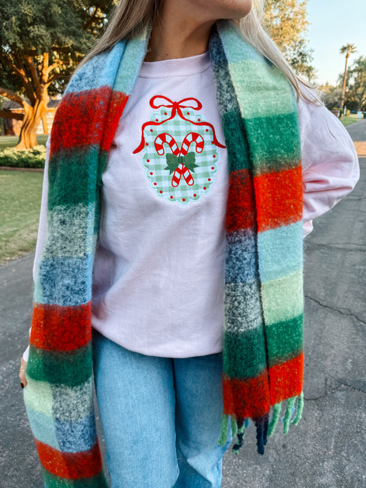 Candy Cane frame Embroidered sweatshirt