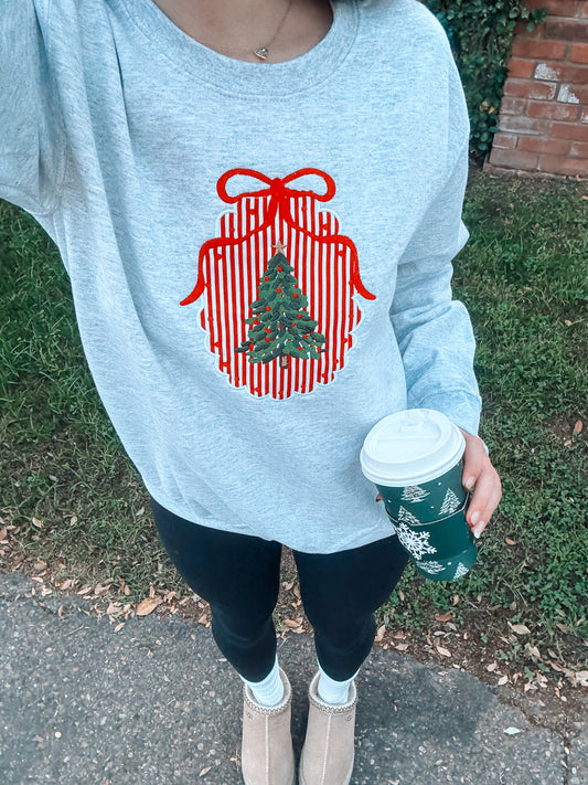Christmas tree frame Embroidered sweatshirt